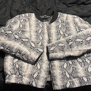 Generation Love Black and Gray Snake Print Bomber Jacket
